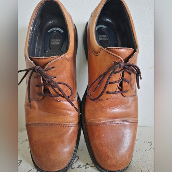Nunn Bush Mens Tan Leather Oxford Dress Shoes Comfort Gel Size 10M - Picture 2 of 7